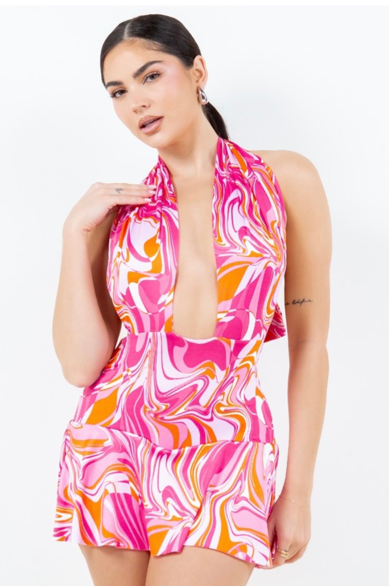 (Plus size Available) Groovy Multi color Romper Mini Dress