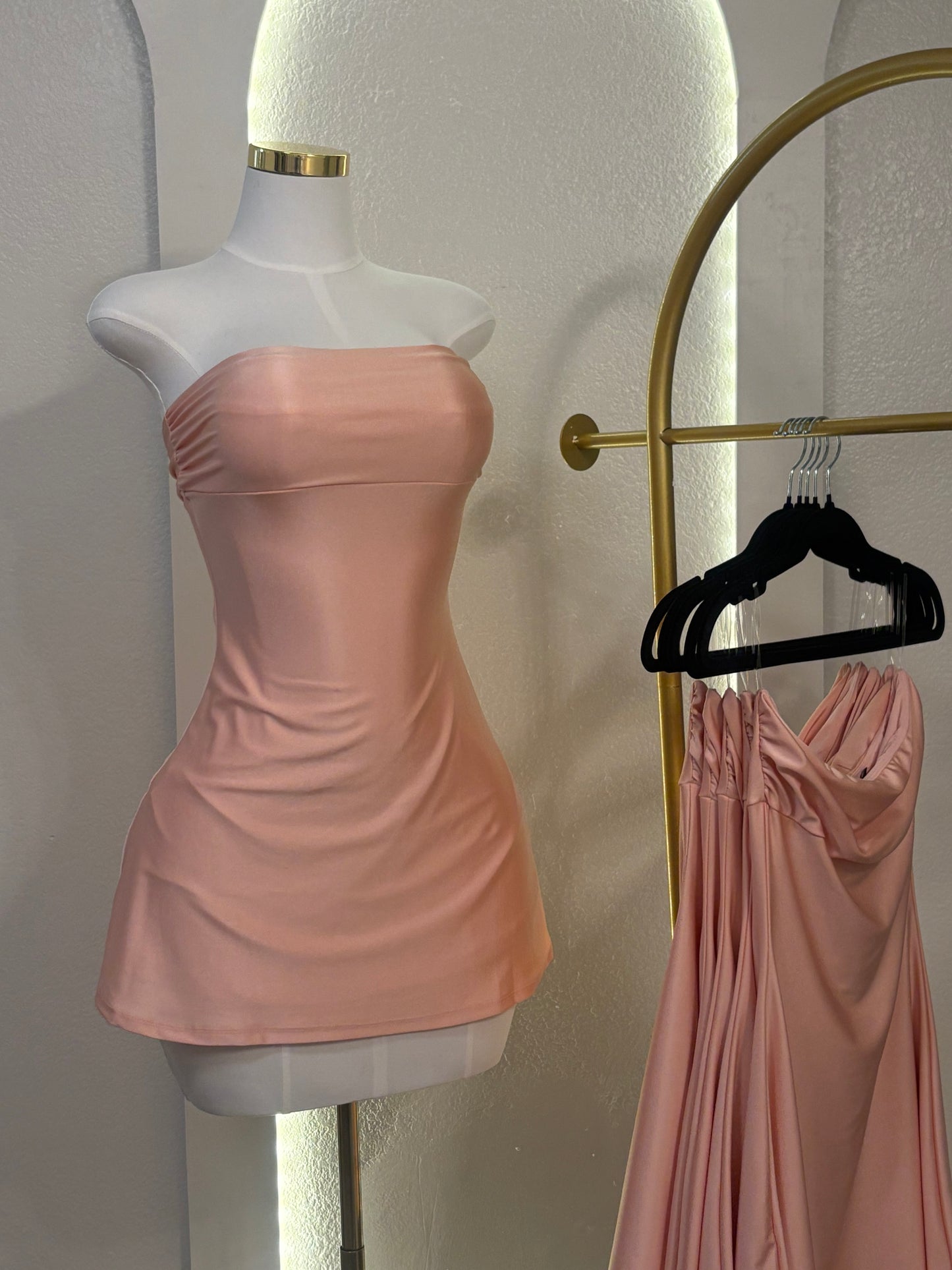 Peach Doll Strapless Mini