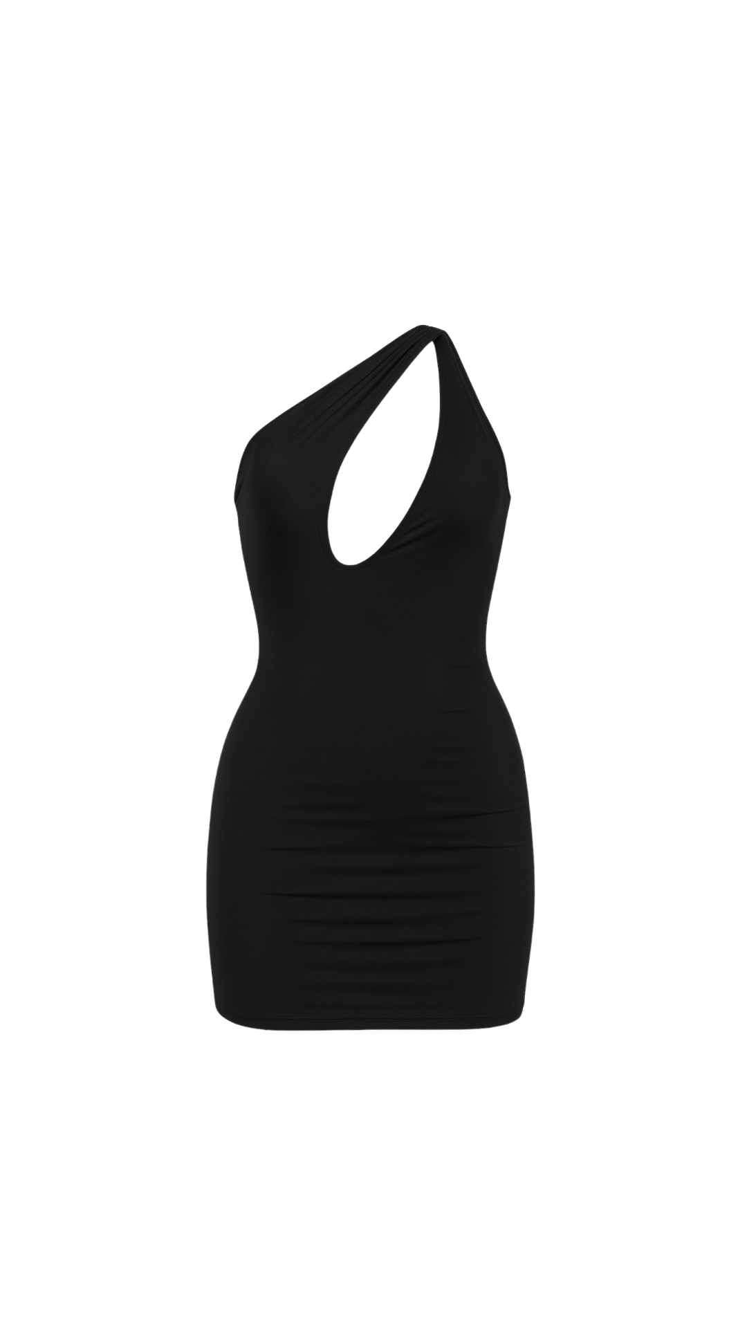 Available in Plus size ) The Midnight Muse One-Shoulder Mini Dress