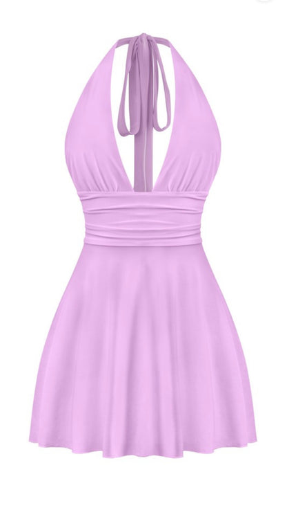 purple daisy mini dress Lola + The Boys Silky Lavender Daisy Mini Dress