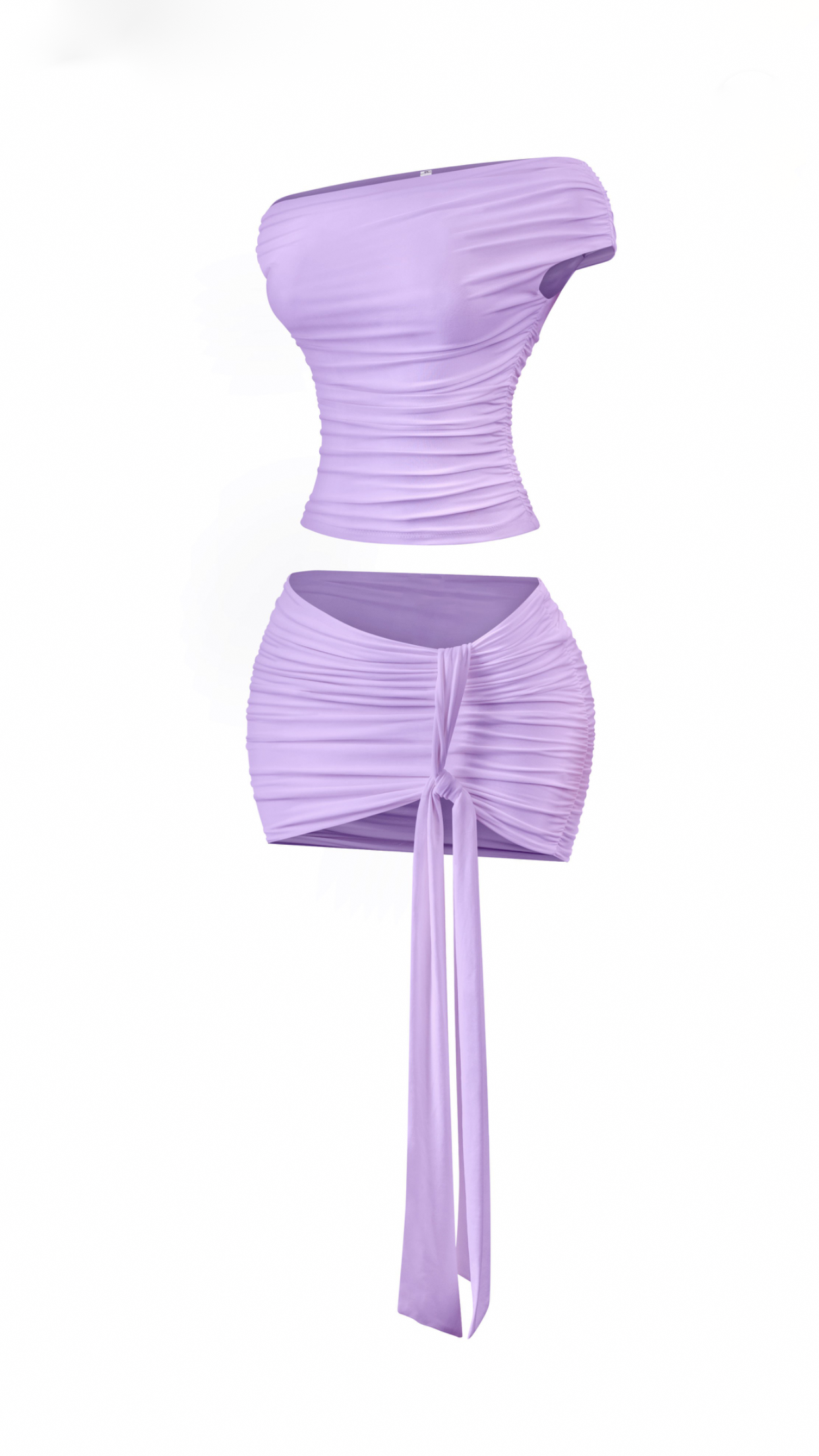 Purple Onyx Short Sleeve & Mini Skirt Set (with drape tie ruched set)