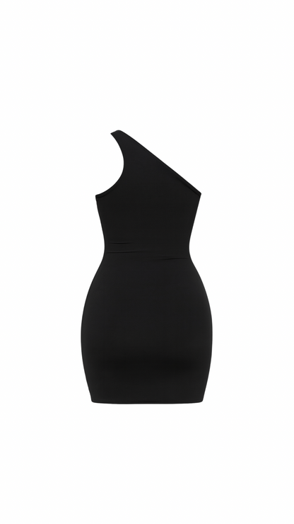 (Available in Plus size ) The Midnight Muse One-Shoulder Mini Dress