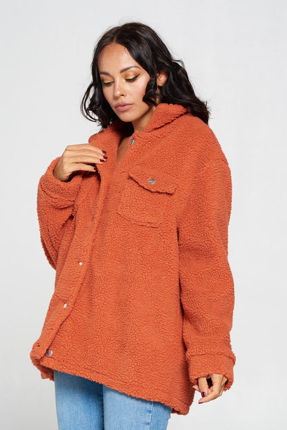 Rust Sherpa Button Down Jacket