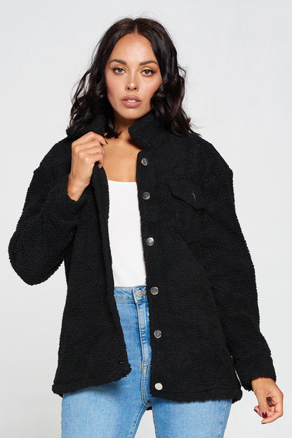 Black Sherpa Button Down Jacket